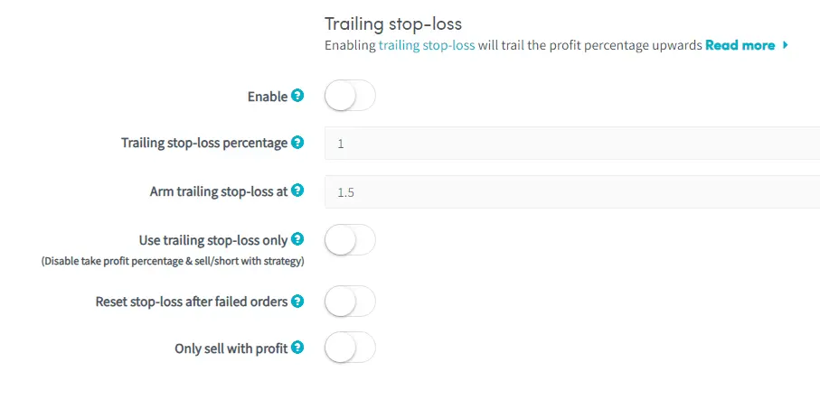 Trailing stop-loss settings Cryptohopper