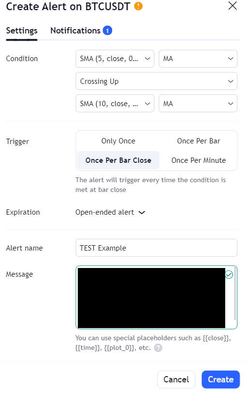 Copy JSON TradingView Alert