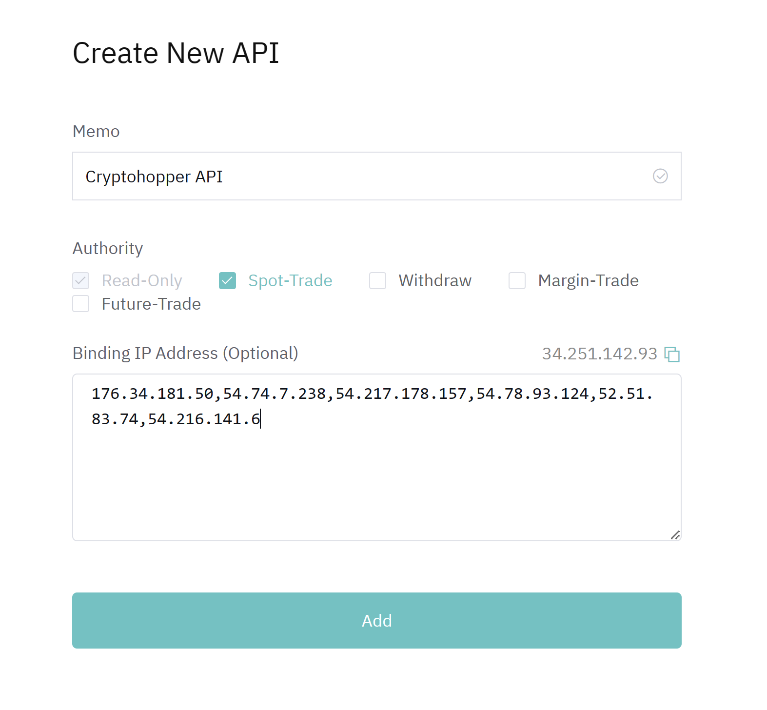Create API Key BitMart