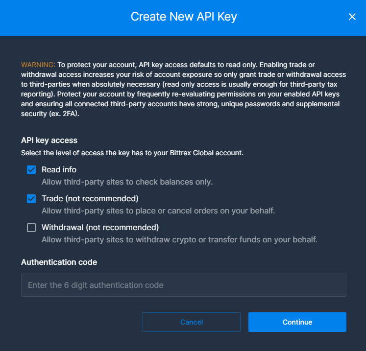 Create Bittrex API Keys for Cryptohopper Trading Bot 