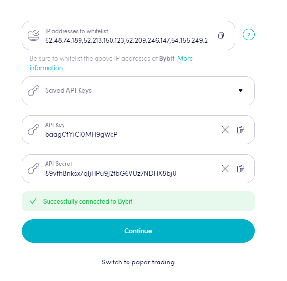 Enter Bybit API Keys in Cryptohopper