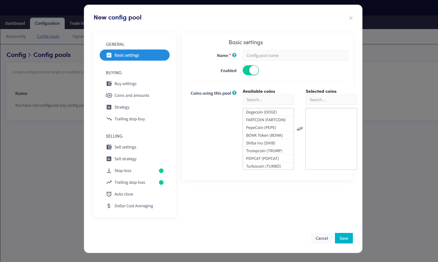 Config pools