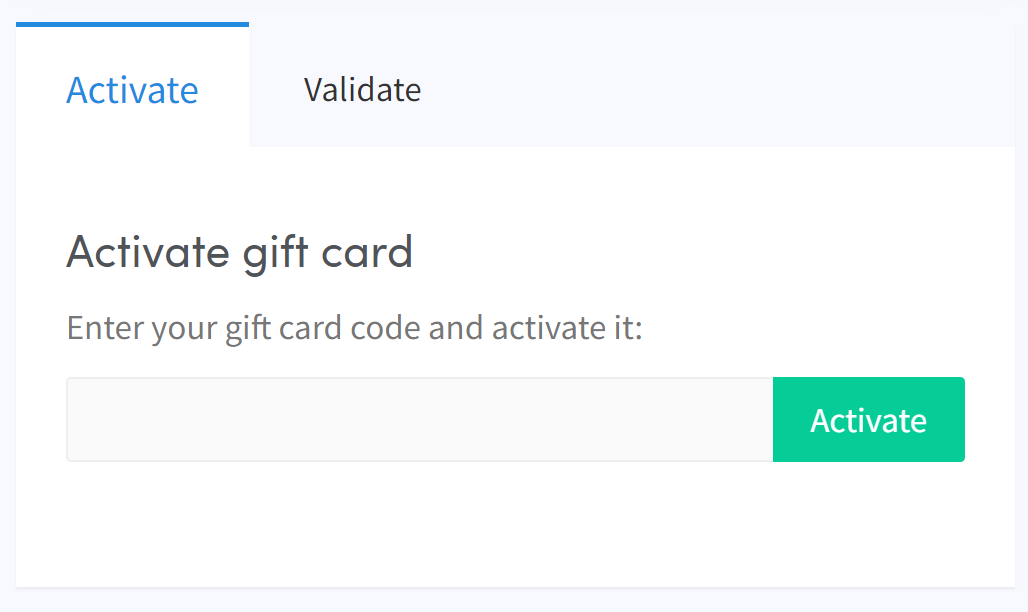 activate giftcard