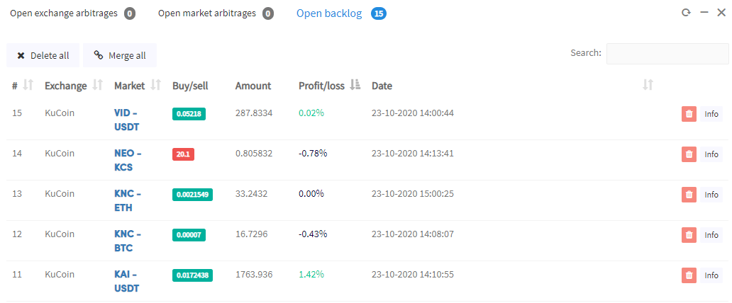 Exchange Arbitrage Dashboard three