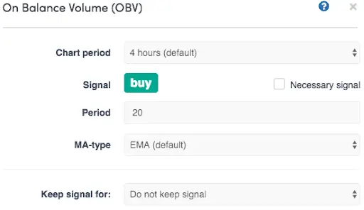 Volume blog OBV settings Cryptohopper