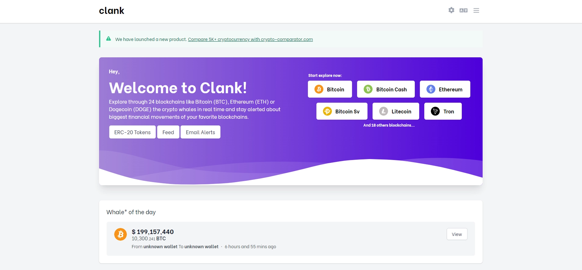 clank whale tracker website