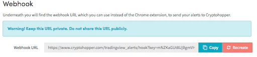 Cryptohopper TradingView integration webhook example