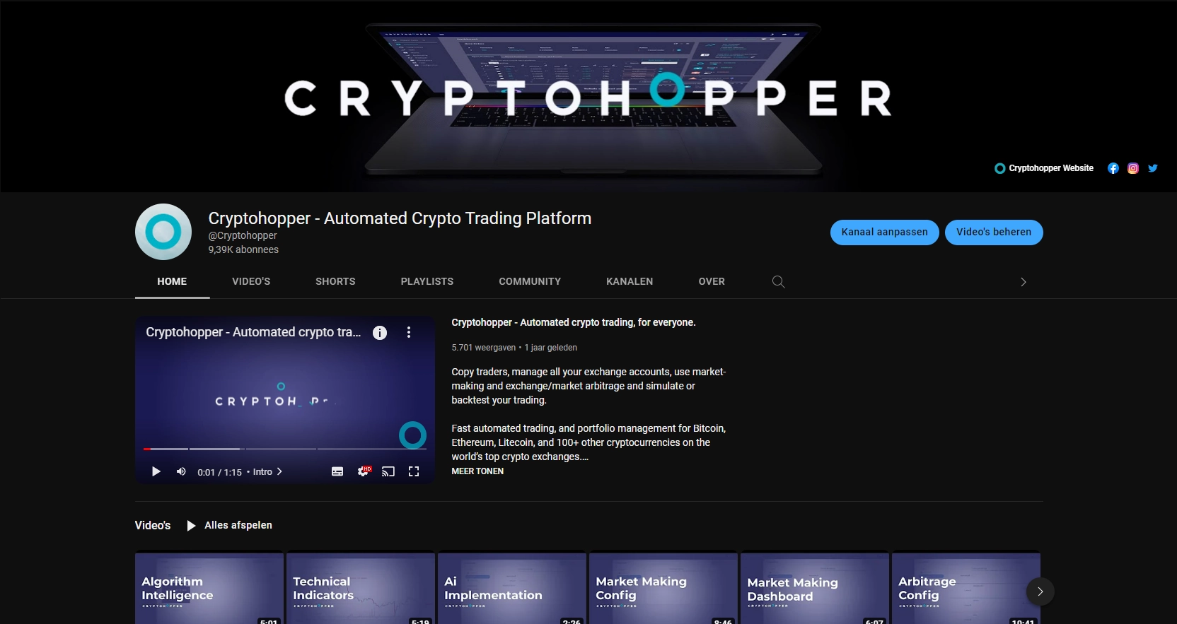 Cryptohopper YouTube update