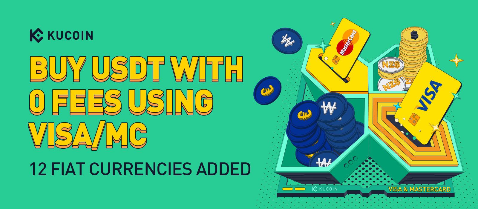 Buy USDT with 0 Fees Using Visa/Mastercard, 12 Fiat Currencies Added