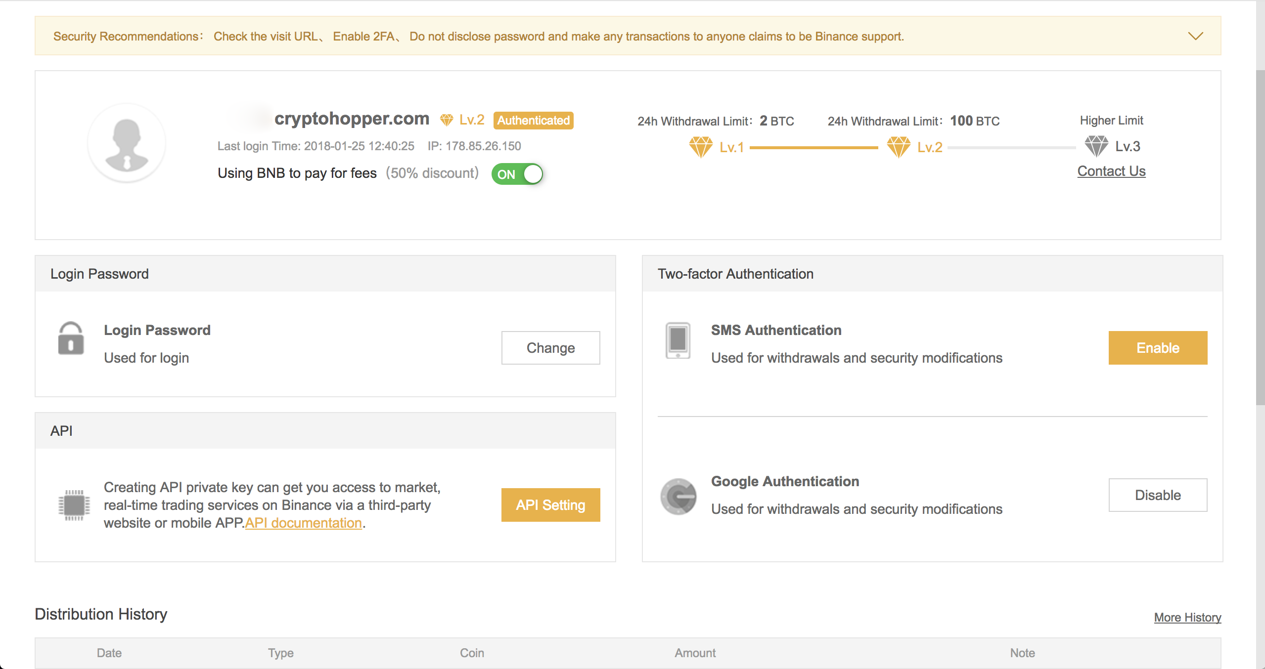 Setting up your Hopper with a Binance Account