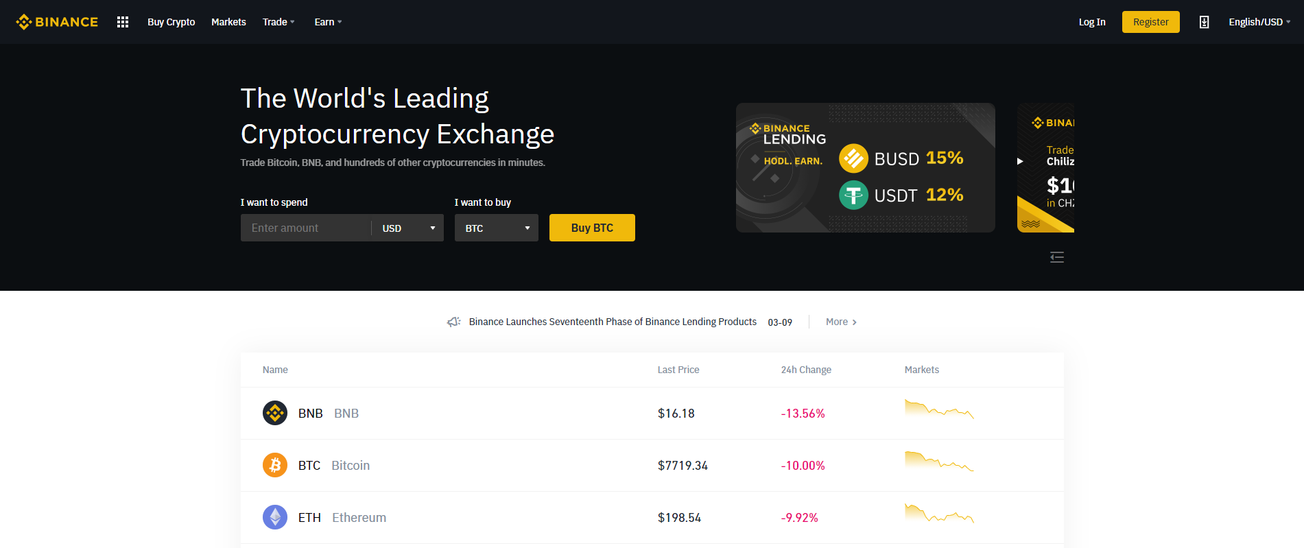 setting up binance